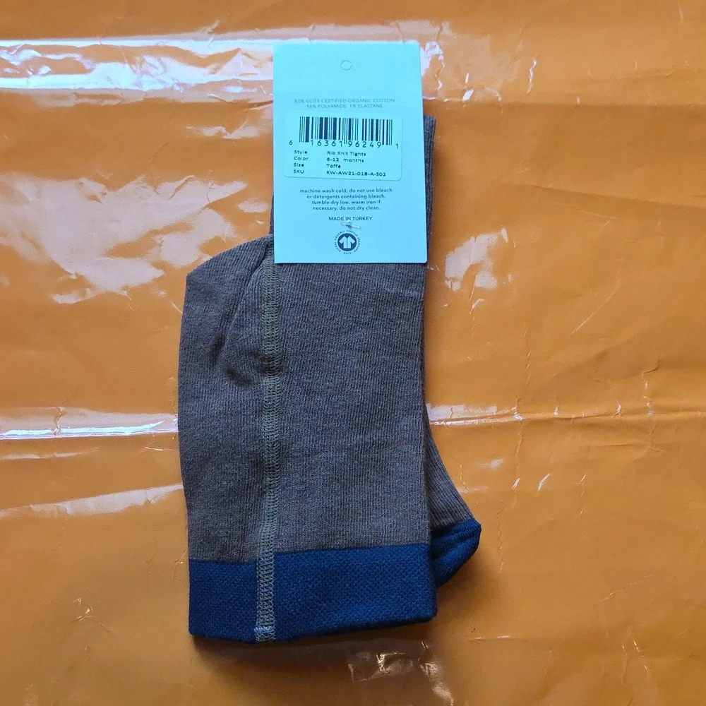 Nwt! Kidwild Organics Tights Ribbed In Toffee